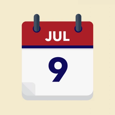 Calendar icon showing 9th July