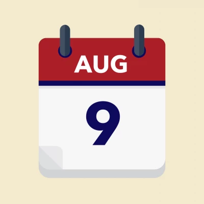 Calendar icon showing 9th August