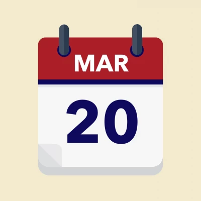 Calendar icon showing 20th March